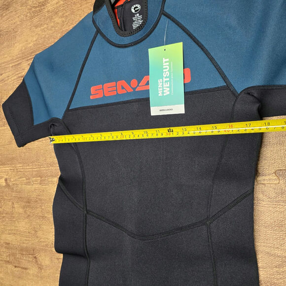 Sea-Doo 3 mm Escape Shorty Wetsuit mens Large Navy Blue Marine Surfing Swimming - Picture 5 of 16